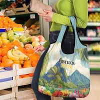 Pitons Saint Lucia Grocery Bag Hibiscus Flowers