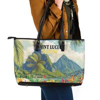 Pitons Saint Lucia Leather Tote Bag Hibiscus Flowers - Wonder Print Shop