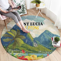 Pitons Saint Lucia Round Carpet Hibiscus Flowers