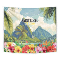 Pitons Saint Lucia Tapestry Hibiscus Flowers - Wonder Print Shop