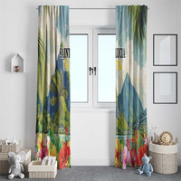 Pitons Saint Lucia Window Curtain Hibiscus Flowers - Wonder Print Shop