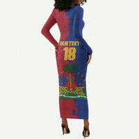 Custom Afro-Haitians Football Long Sleeve Bodycon Dress Les Grenadiers 2026 World Football - Wonder Print Shop