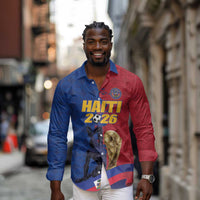 Custom Afro-Haitians Football Long Sleeve Button Shirt Les Grenadiers 2026 World Football - Wonder Print Shop