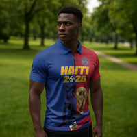 Custom Afro-Haitians Football Zipper Polo Shirt Les Grenadiers 2026 World Football - Wonder Print Shop