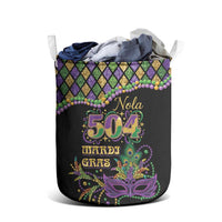 Mardi Gras 504 Nola New Orleans Laundry Basket Mask Up Beads Out - Wonder Print Shop