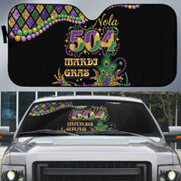Mardi Gras 504 Nola New Orleans Auto Sun Shade Mask Up Beads Out - Wonder Print Shop