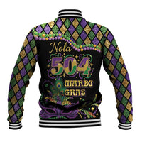 Mardi Gras 504 Nola New Orleans Baseball Jacket Mask Up Beads Out - Wonder Print Shop