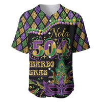 Mardi Gras 504 Nola New Orleans Baseball Jersey Mask Up Beads Out - Wonder Print Shop
