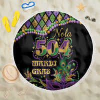 Mardi Gras 504 Nola New Orleans Beach Blanket Mask Up Beads Out - Wonder Print Shop