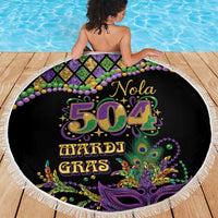 Mardi Gras 504 Nola New Orleans Beach Blanket Mask Up Beads Out - Wonder Print Shop