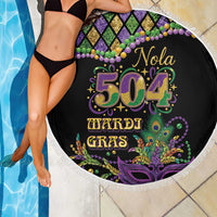 Mardi Gras 504 Nola New Orleans Beach Blanket Mask Up Beads Out - Wonder Print Shop