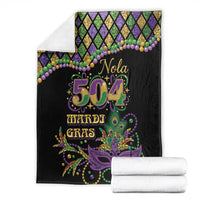 Mardi Gras 504 Nola New Orleans Blanket Mask Up Beads Out - Wonder Print Shop