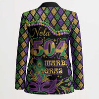 Mardi Gras 504 Nola New Orleans Blazer Mask Up Beads Out - Wonder Print Shop