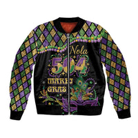 Mardi Gras 504 Nola New Orleans Bomber Jacket Mask Up Beads Out - Wonder Print Shop