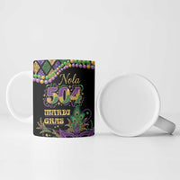 Mardi Gras 504 Nola New Orleans Ceramic Mug Mask Up Beads Out - Wonder Print Shop