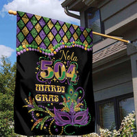 Mardi Gras 504 Nola New Orleans Garden Flag Mask Up Beads Out - Wonder Print Shop