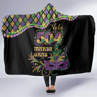Mardi Gras 504 Nola New Orleans Hooded Blanket Mask Up Beads Out - Wonder Print Shop
