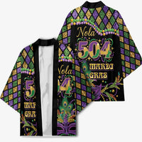 Mardi Gras 504 Nola New Orleans Kimono Mask Up Beads Out - Wonder Print Shop
