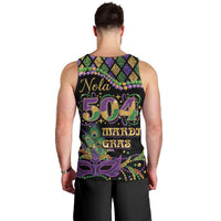 Mardi Gras 504 Nola New Orleans Men Tank Top Mask Up Beads Out - Wonder Print Shop