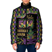 Mardi Gras 504 Nola New Orleans Padded Jacket Mask Up Beads Out - Wonder Print Shop
