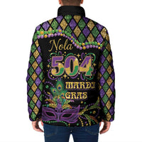 Mardi Gras 504 Nola New Orleans Padded Jacket Mask Up Beads Out - Wonder Print Shop