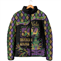 Mardi Gras 504 Nola New Orleans Padded Jacket Mask Up Beads Out - Wonder Print Shop