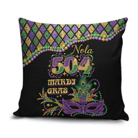 Mardi Gras 504 Nola New Orleans Pillow Cover Mask Up Beads Out - Wonder Print Shop