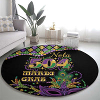 Mardi Gras 504 Nola New Orleans Round Carpet Mask Up Beads Out - Wonder Print Shop
