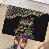 Mardi Gras 504 Nola New Orleans Rubber Doormat Mask Up Beads Out - Wonder Print Shop