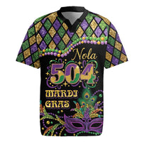 Mardi Gras 504 Nola New Orleans Rugby Jersey Mask Up Beads Out - Wonder Print Shop