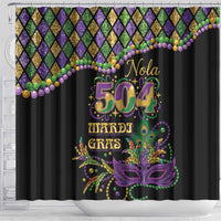 Mardi Gras 504 Nola New Orleans Shower Curtain Mask Up Beads Out - Wonder Print Shop