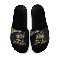 Mardi Gras 504 Nola New Orleans Slide Sandals Mask Up Beads Out - Wonder Print Shop