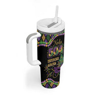 Mardi Gras 504 Nola New Orleans Tumbler With Handle Mask Up Beads Out - Wonder Print Shop