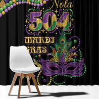 Mardi Gras 504 Nola New Orleans Window Curtain Mask Up Beads Out - Wonder Print Shop