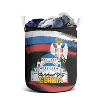 Serbia Statehood Day Laundry Basket Saint Sava with Serbian Eagle