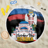 Serbia Statehood Day Beach Blanket Saint Sava with Serbian Eagle