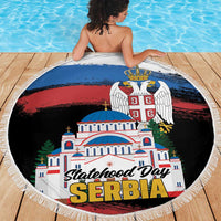 Serbia Statehood Day Beach Blanket Saint Sava with Serbian Eagle