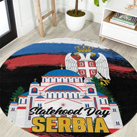 Serbia Statehood Day Round Carpet Saint Sava with Serbian Eagle