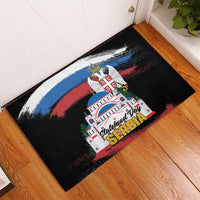 Serbia Statehood Day Rubber Doormat Saint Sava with Serbian Eagle