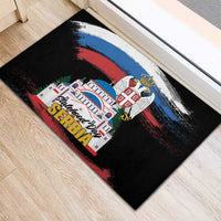 Serbia Statehood Day Rubber Doormat Saint Sava with Serbian Eagle