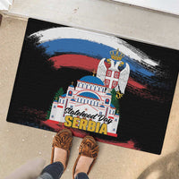 Serbia Statehood Day Rubber Doormat Saint Sava with Serbian Eagle