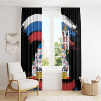 Serbia Statehood Day Window Curtain Saint Sava with Serbian Eagle