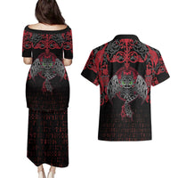 Black Dragon Vikings Couples Matching Puletasi and Hawaiian Shirt - Wonder Print Shop