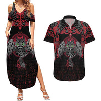 Black Dragon Vikings Couples Matching Summer Maxi Dress and Hawaiian Shirt - Wonder Print Shop