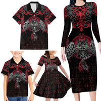 Black Dragon Vikings Family Matching Long Sleeve Bodycon Dress and Hawaiian Shirt - Wonder Print Shop