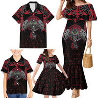 Black Dragon Vikings Family Matching Mermaid Dress and Hawaiian Shirt - Wonder Print Shop