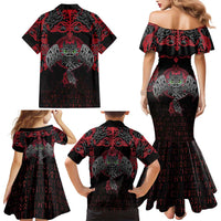 Black Dragon Vikings Family Matching Mermaid Dress and Hawaiian Shirt - Wonder Print Shop