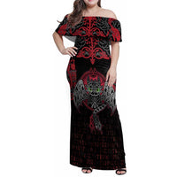 Black Dragon Vikings Family Matching Off Shoulder Maxi Dress and Hawaiian Shirt - Wonder Print Shop
