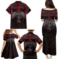 Black Dragon Vikings Family Matching Puletasi and Hawaiian Shirt - Wonder Print Shop