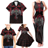 Black Dragon Vikings Family Matching Tank Maxi Dress and Hawaiian Shirt - Wonder Print Shop